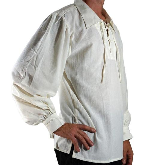 Взрослые мужчины Средневековый Ренессанс Косплей Рубашка с лацканами и длинными рукавами на шнуровке Однотонный свободный пуловер Рубашка