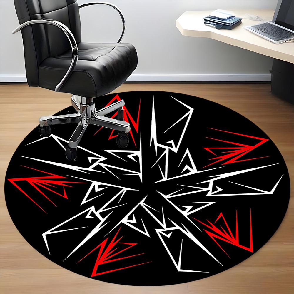 1pc Abstract Pattern Chair Carpet for Office, Round Non Slip Durable Large Size Office Carpet, Suitable for Office