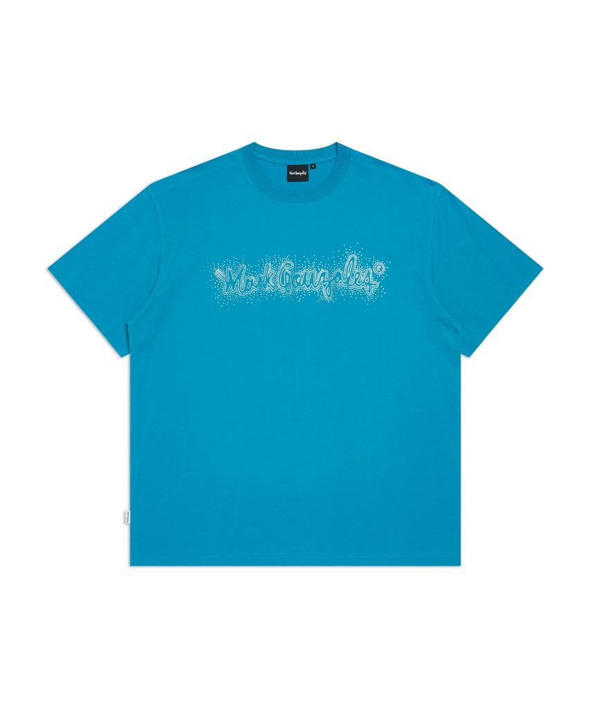 MARK GONZALES Hotfix Signed Logo Short Sleeve T-Shirt - Teal Blue