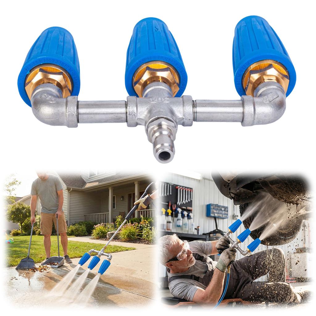 3 in 1 360 Degree Rotating Turbo Nozzle with 1/4 Inch Quick Connection Rotating Pressures Washer Tips for Garden Car Concrete