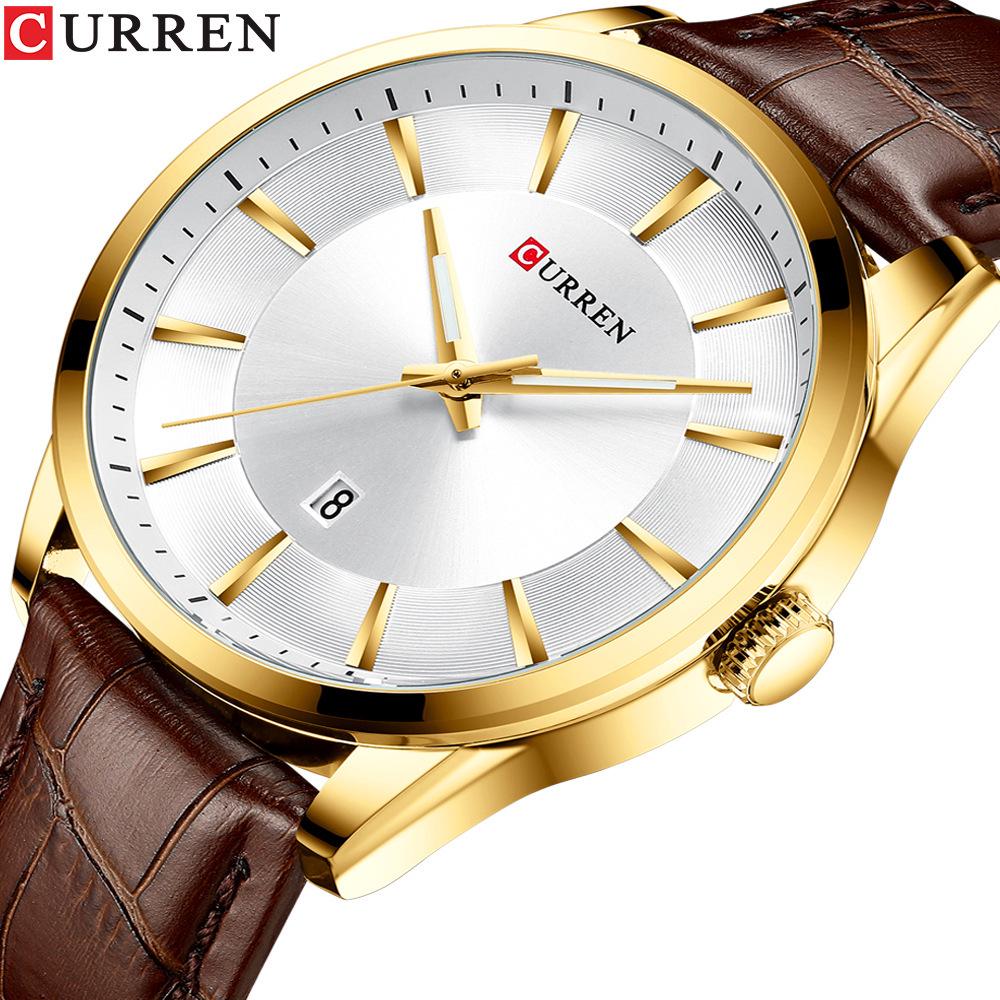 Curren 8365 Men's Waterproof Leather Strap Watch with Date Function