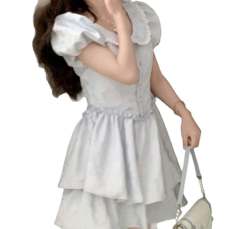 Комплект платья в французском стиле преппи с воротником Питера Пэна 2025: Женская летняя короткая юбка