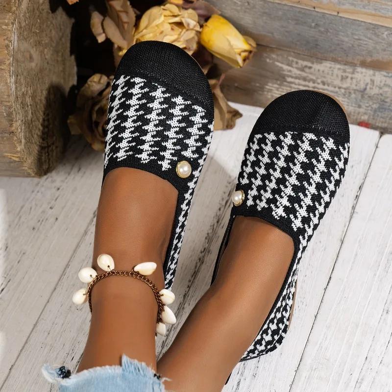 2024 New Fashion Color Matching Women's Shoes Shallow Slip-on Comfortable Mesh Breathable Women's Shoes Zapatos De Mujer