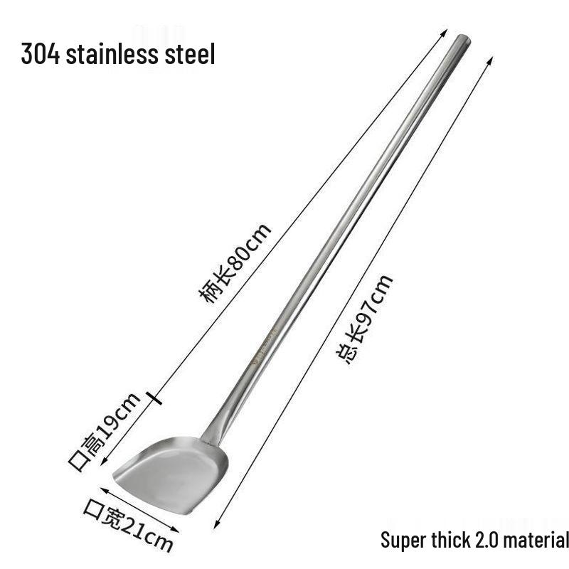 Толстостенная круглая лопатка для жарки из нержавеющей стали 304 с длинной ручкой для больших кастрюль