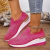 Fashion Woman Sneakers Shining Crystal Flats Shoes for Women Plus Size Breathable Mesh Sneakers Woman Spring Soft Sole Sports Shoes