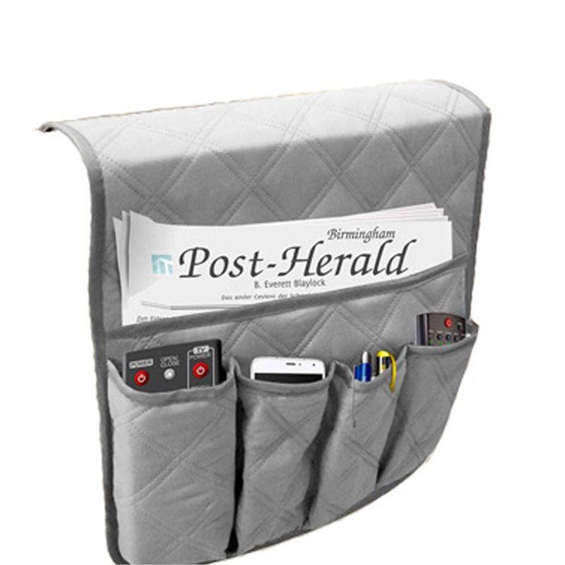 Стильный органайзер на подлокотник дивана-кресла с 5 карманами, с прочной стежкой в стиле ультразвуковой