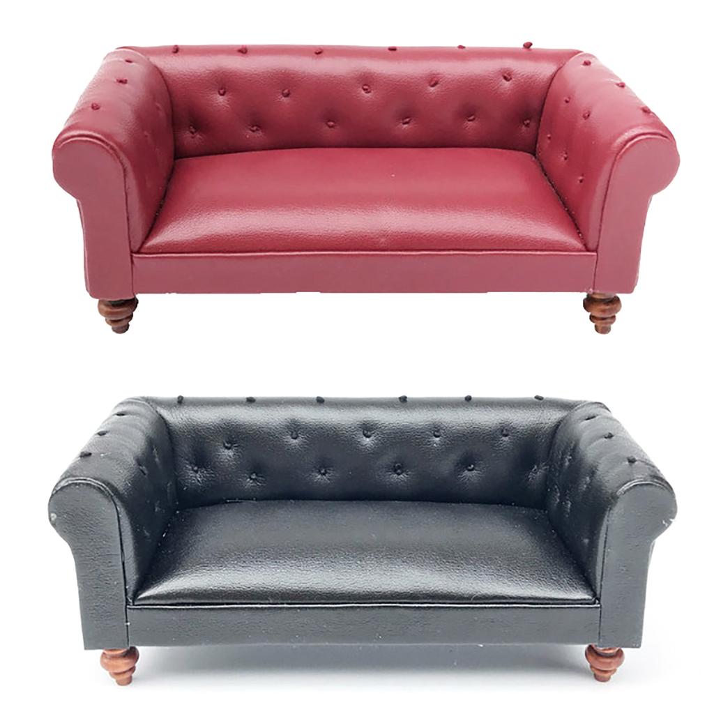 1/12 Scale Dollhouses Loveseat Miniature Couch Furniture Pretend Play for Kids Doll House Furniture Model for Dollhouses