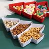1pc/2pcs-Christmas Tree Shaped Fruit Tray with Compartments for Household Snacks, Plastic Candy and Dried Fruit Storage Box