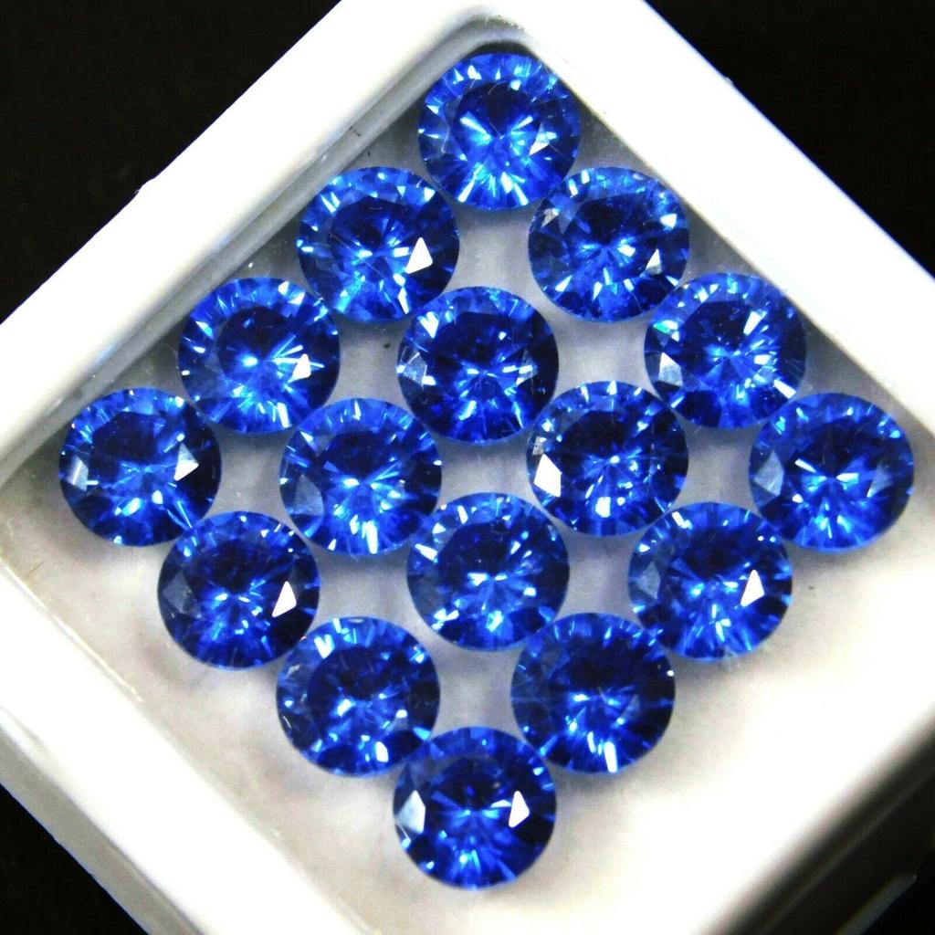 Natural Blue Sapphire Loose Gemstone 16 pcs Ceylon 5x5 mm Round Lot Stones September Birthstone Gift