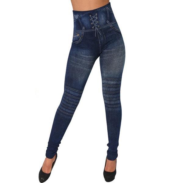Модные джинсовые брюки с принтом, женские тонкие бесшовные джинсовые леггинсы с высокой талией
