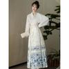 Chinese Ming Dynasty Style Hanfu Women's Suit Cross Collar Embroidery Daily Horse-face Skirt