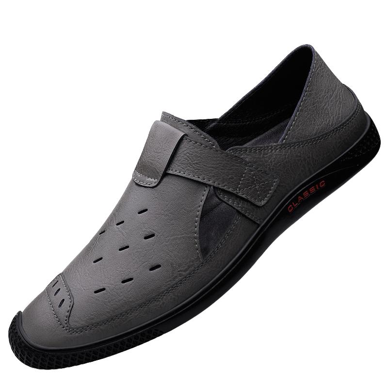 Man Shoes Genuine Leather Men Casual Shoes Mens Breathable Slip On Black Driving Shoes the Summer Shoes