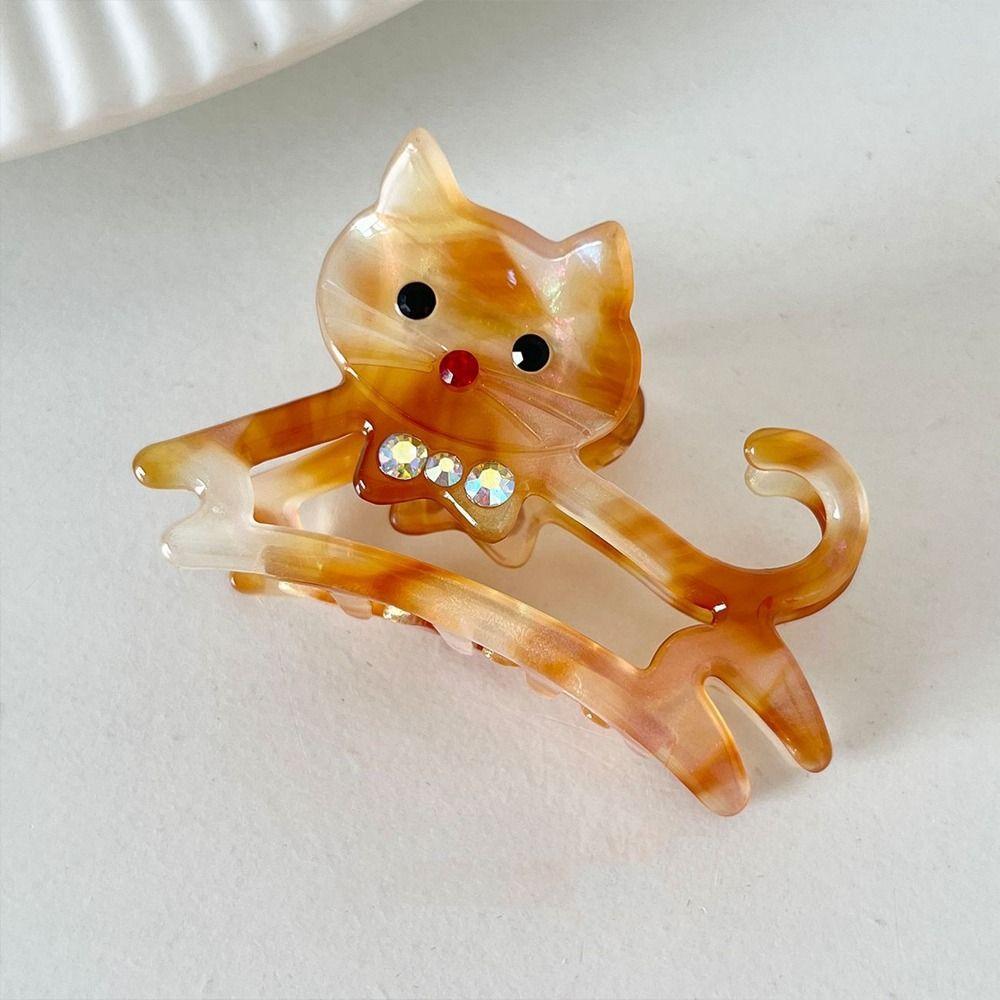 Acetate Animal Cat Hair Claw Cartoon Shark Clip Fashion Rhinestone Hair Clip  Girl