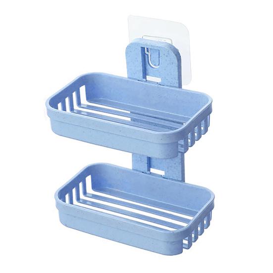 Полка для мыла, многофункциональная полая конструкция без перфорации, настенный двухъярусный дренажный держатель для хранения мыла для ванной комнаты