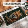 Fox Theme Crystal Velvet Floor Rug Personalized Custom Name Text Warm Carpet Home Decoration