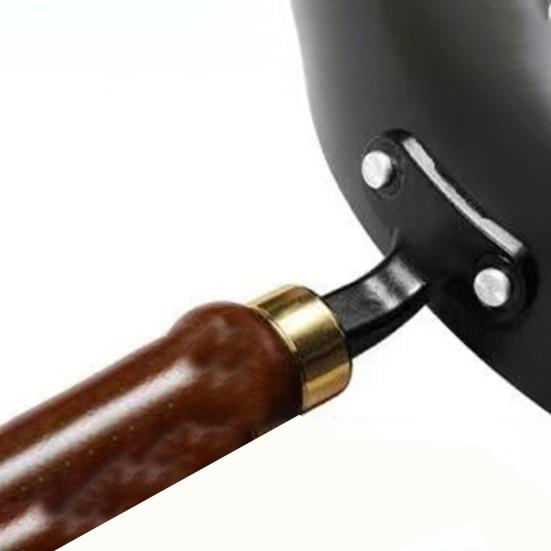 Традиционная сковорода вок из кованого железа с антипригарным покрытием, деревянной ручкой, сковорода для жарки, японская посуда для газовых и индукционных плит