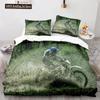 Dirt Bike Duvet Cover Set Motocross Rider Comforter Cover Motorcycle Extreme Sport Game Polyester Bedding Set For Kid Boys Teens