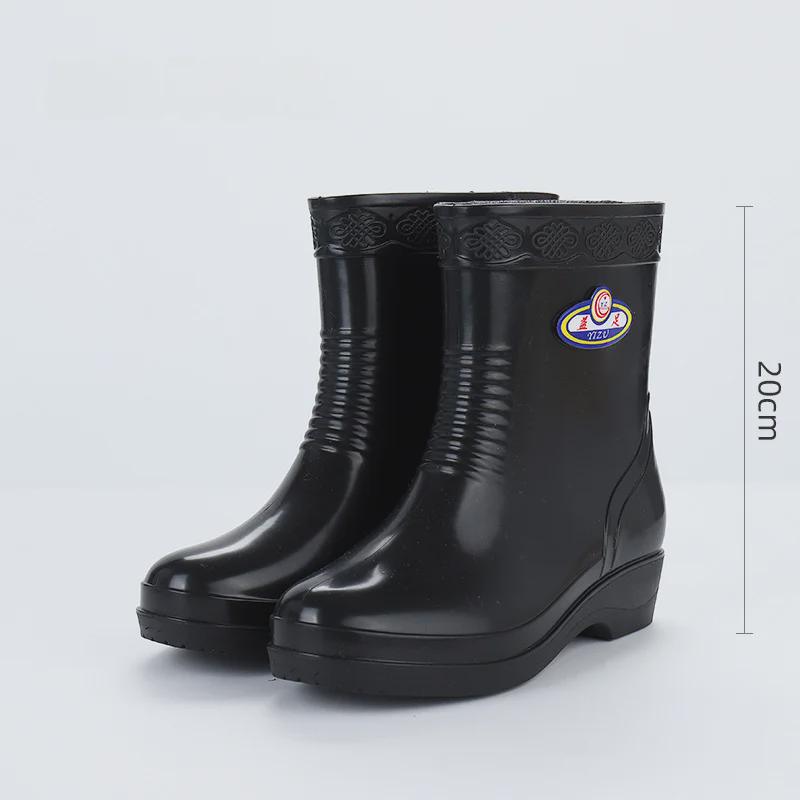 Women's Waterproof Mid-Tube Winter Rain Boots - Non-Slip, Velvet-Lined, Fashionable, Thickened for Warmth
