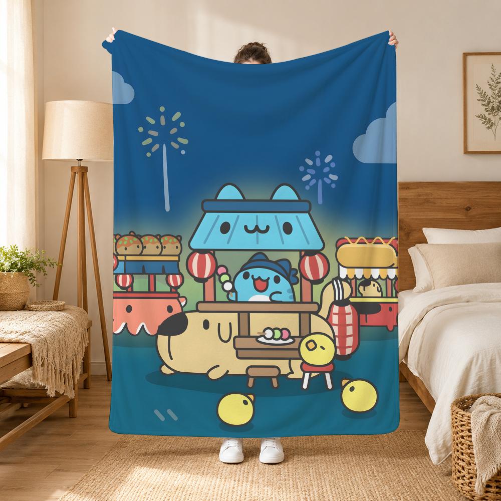 Bugcat Capoo Cartoon Character Throw 240g flannel blanket, suitable for sofas, beds, offices, exquisite gift blankets