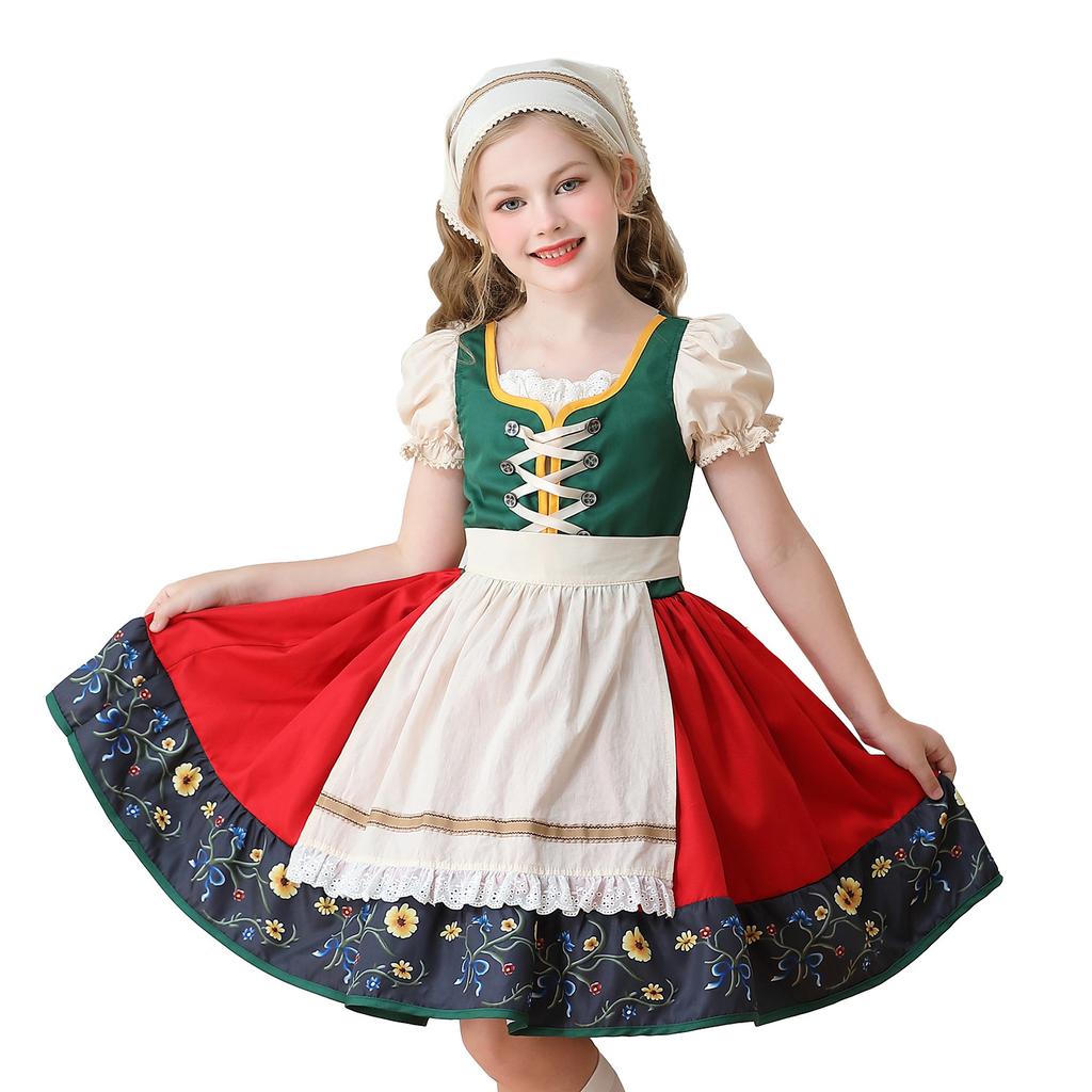 Bavarian children's clothing European pastoral girl farm Germany Munich Oktoberfest Dirndl dress