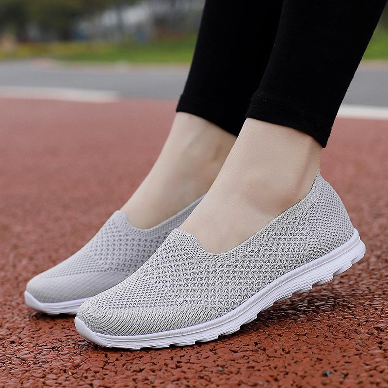 Summer Women's Lazy Shoes Hollow Mesh Lightweight Fly-woven One-pedal Large-size Mesh Shoes