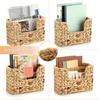 Handwoven Water Hyacinth Basket Wall Magazine Organizer for Book File Newspaper Rustic Wicker Storage Bin with Single Handle for Entryway Bathroom