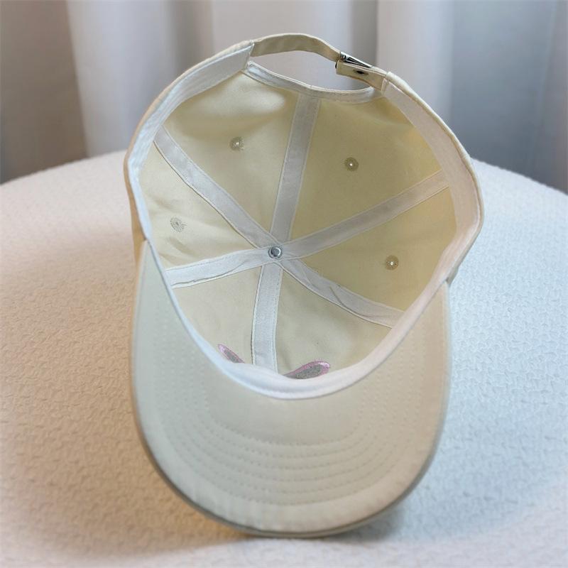 Милая бейсбольная кепка с вышивкой бантом для женщин, однотонная корейская фуражка для девочек, уличная мягкая хлопковая бейсболка Snapback, солнцезащитные козырьки