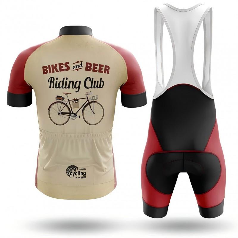 Mens Cycling Jersey Bib Shorts Set Quick-Dry Moisture-Wicking Bike Riding Outfit