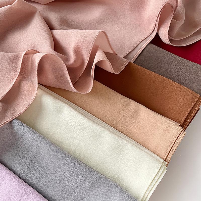 Малазийский однотонный этнический стиль атласный длинный шарф монохромный жемчужный шифоновый платок