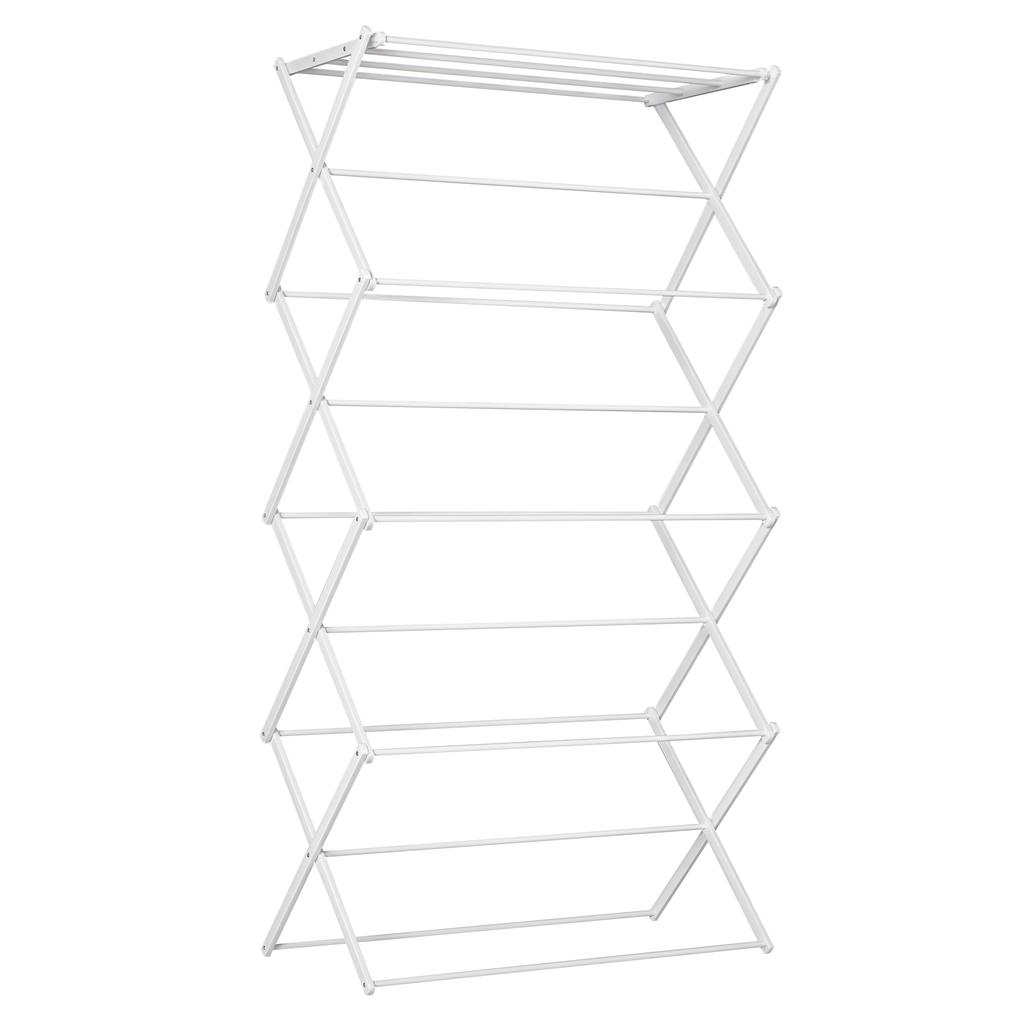 Foldable 8-Tier Tower Clothes Drying Rack, Metal & Plastic, 74x35x144cm, White