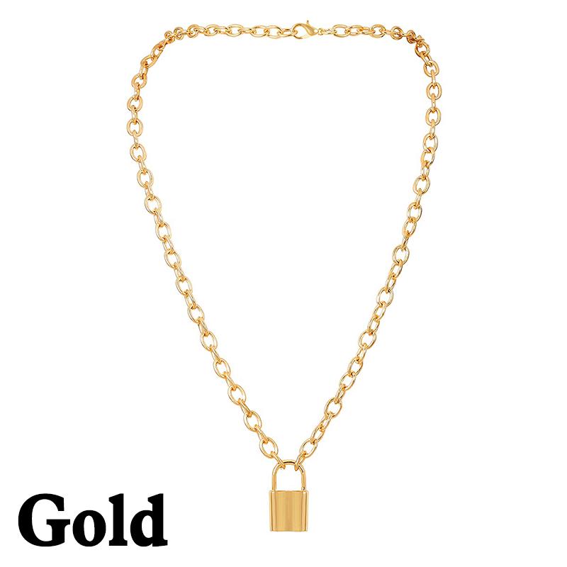 Ожерелье с подвеской и замком, массивное длинное ожерелье-цепочка для женщин, ювелирные изделия, ожерелье Bff, подарки