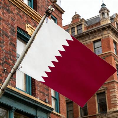 1pc Qatar National Flag, White And Maroon Vertical Stripes with Serrated Zigzag Border, 100% Polyester Durable Flag for Outdoor Decoration, Ideal for