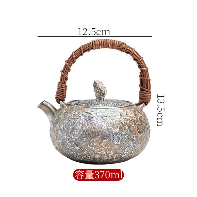 Керамический посеребренный чайник из стерлингового серебра 999 пробы, заварочный чайник, фарфоровый позолоченный чайник для приготовления здорового чая, чайный сервиз в стиле кунг-фу