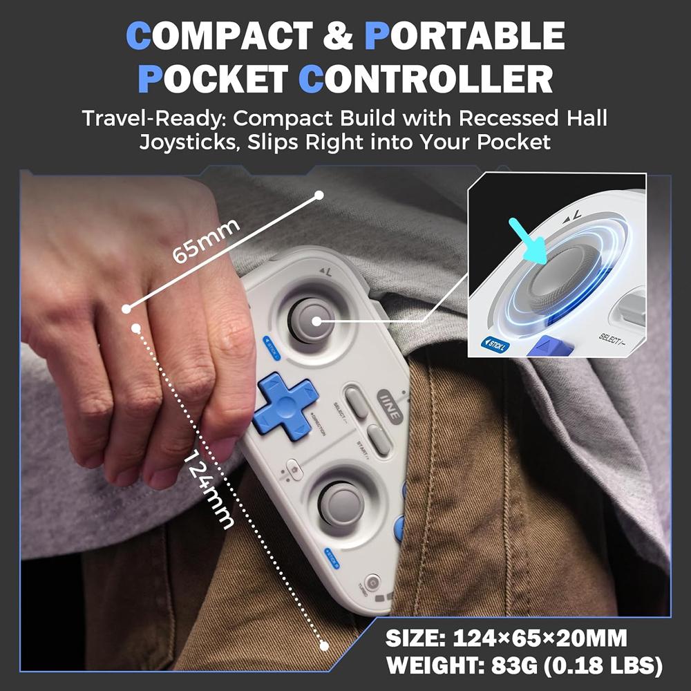 IINE Retro Pocket Gamepad Mini Controller for Nintendo Switch 2/1 Steam Deck Android iOS Phone PC Car Gaming Console Control 1