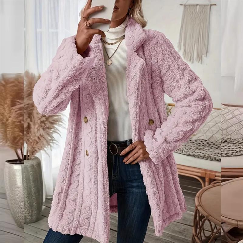 Autumn Winter Women Elegant Solid Color Fuzzy Lapel Coat Warm Casual Soft Zipper Jacket Plush Overcoat Female Fluffy Outwear