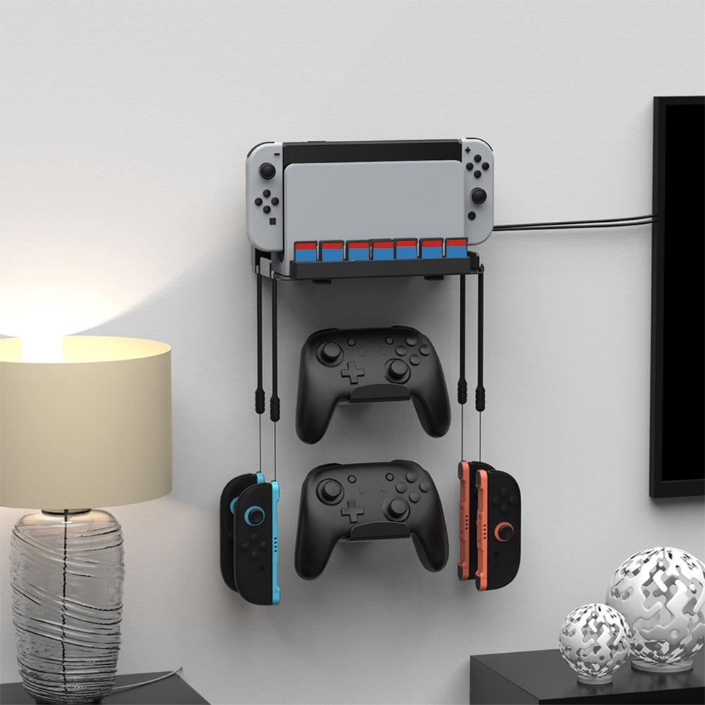 Wall Mount with Game Card Slots and 4 Joy-Con Hanger Metal Wall Bracket Storage Organizer for Nintendo Switch2