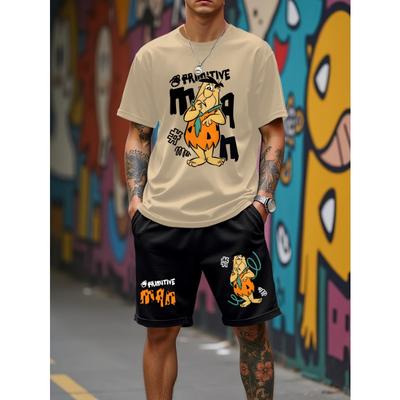Летний мужской костюм с графическим принтом 2025 года. Топ и шорты для улицы. Удобный, мягкий, дышащий, легкий и быстросохнущий материал.