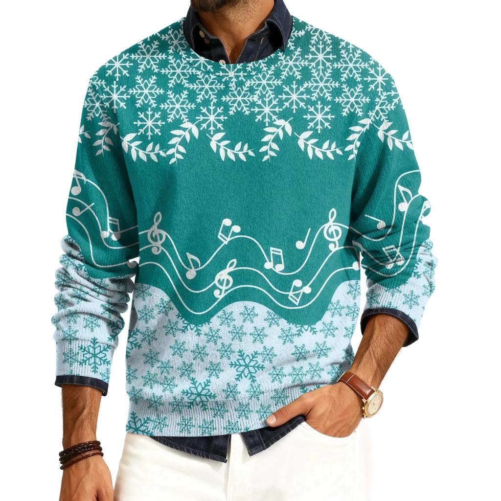 Мужской пуловер с круглым вырезом, длинными рукавами и рубчатой вязкой