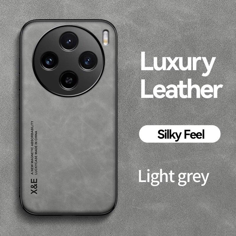 KEYSION Luxury Retro PU Leather Case for VIVO X100 Pro 5G Soft Silicone+PC Shockproof Phone Back Cover for VIVO X80 Lite