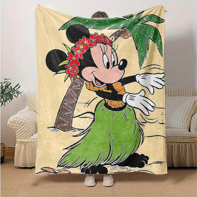1pc Minnie Mouse Hawaiian Hula Girl Home Decor Throw Blanket Perfect for Couch, Bed, Travel