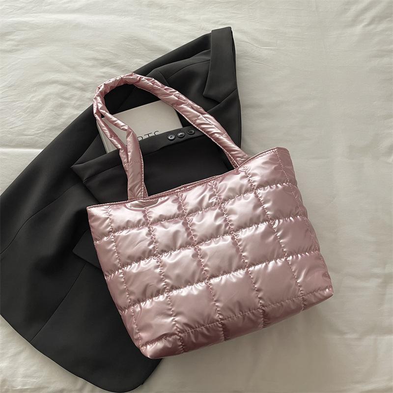 Европейские и американские ретро сумки большой вместимости, осенне-зимние новые клетчатые пуховые хлопковые сумки через плечо, простые темпераментные портативные сумки-тоут