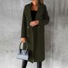 Women's Midi Long Wool Coat Double Breasted Trench Coat Classic Notch Lapel Peacoat Fall Winter Overcoat