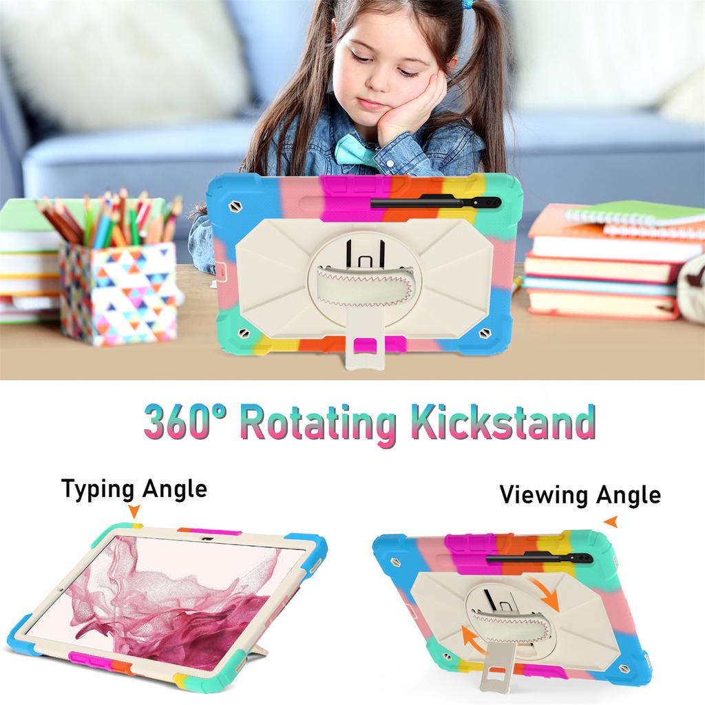 Для Samsung Galaxy Tab S7/Tab S8/Tab S7 FE/Tab S7+/Tab S8+ встроенный Apple Pencil паз дизайн плечевого ремня вращающаяся на 360° ручка противоударный чехол