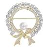 Круглые белые жемчужные милые броши с бантом для женщин, креативные роскошные броши из антибликового сплава с лацканами, фиксированные булавки для одежды