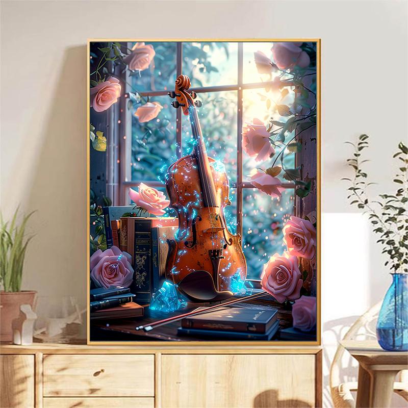 5d DIY Алмазная картина вышивка крестом скрипка роза алмазная вышивка мозаика цветок полный круглый дрель домашний декор