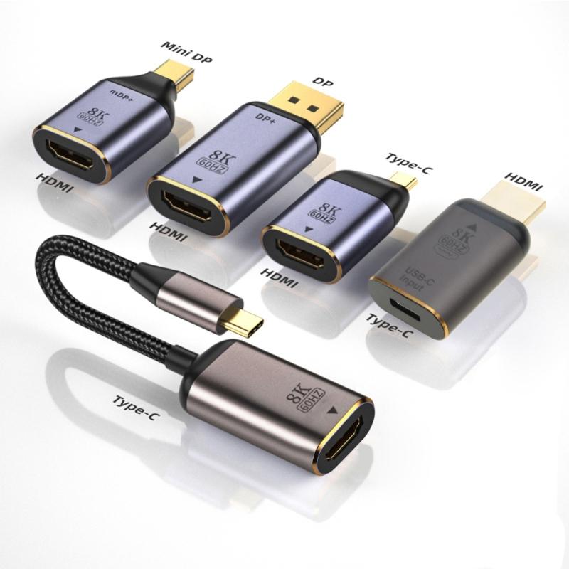Адаптер типа C 8K 60 Гц USB C/DP/Mini DP в HDMI-совместимый преобразователь для ПК, компьютера, ТВ-дисплея, телефонного кабеля
