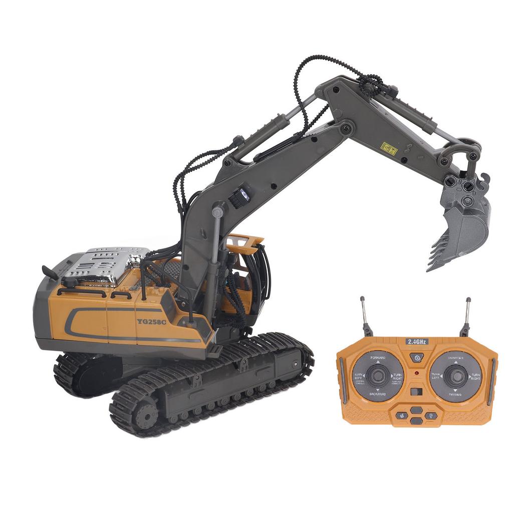 2.4G RC Excavator Toy Rotatable Full Functional Lighting Music Alloy Construction Tractor