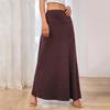 Women Maxi Skirt Elastic High Waist A-Line Long Skirt Solid Color Design Casual Knitting Skirt Spring Autumn Daily Wear