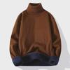 Men's Solid Color High Collar Fleece Sweater - European & American Casual Pullover Jacket for Autumn/Winter