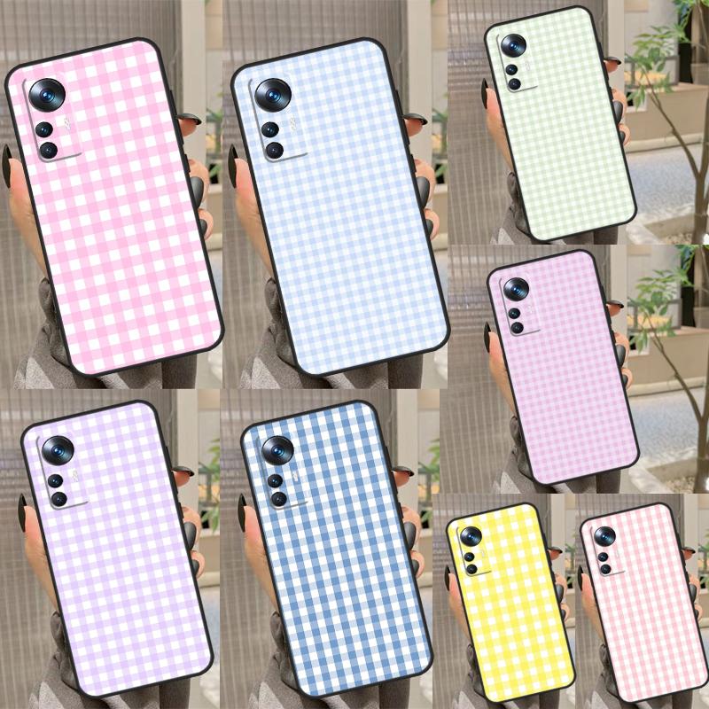 Пастельный чехол в клетку для Xiaomi 13 Pro 11T 12T 12 Lite 12X POCO F5 Pro X3 X5 M6 Pro X4 F4 GT F3 M5s Funda